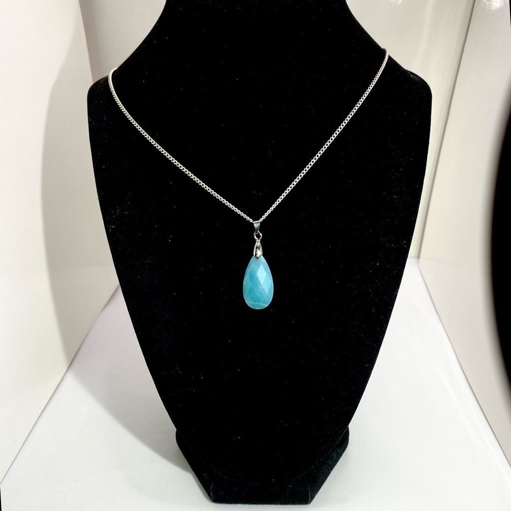 AUN Sterling 925 Silver & Amazonite Necklace
