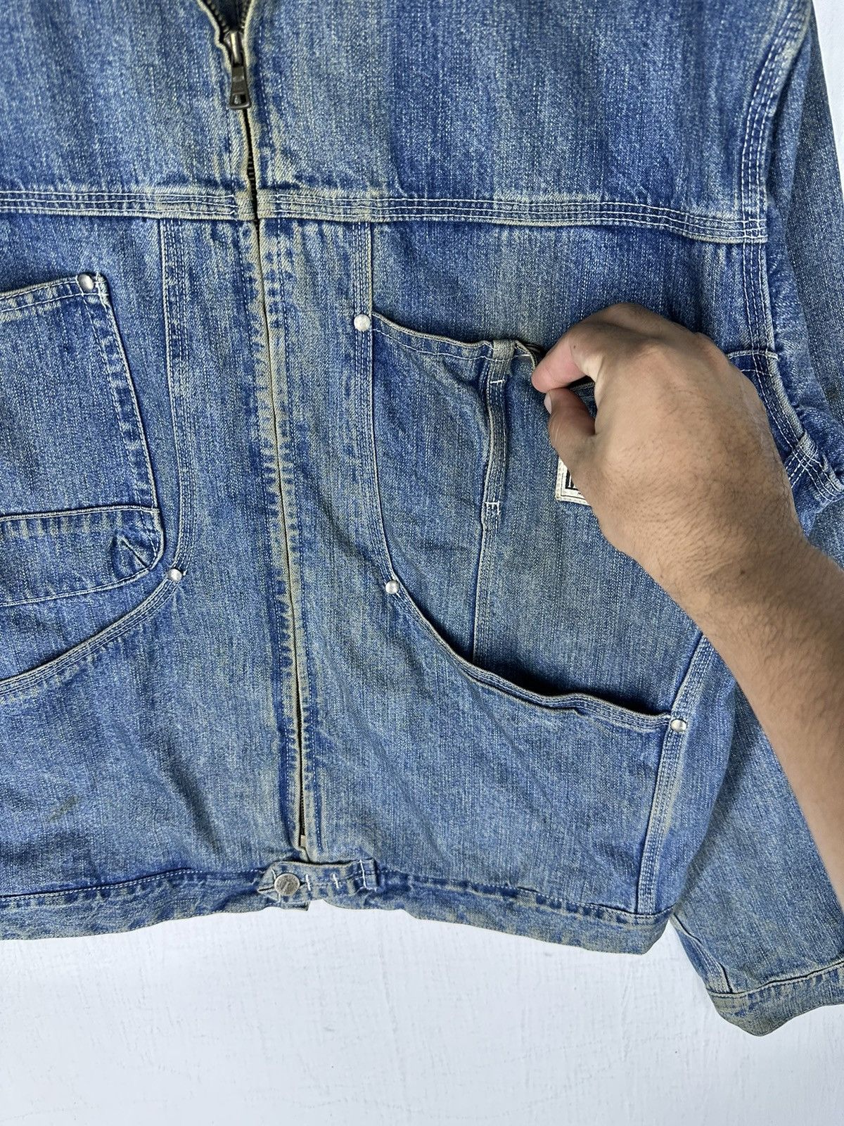 Ferre × If Six Was Nine × Vintage Vintage Ferre Jeans Sun Faded Worker Jacket Size US L / EU 52-54 / 3 - 6 Thumbnail