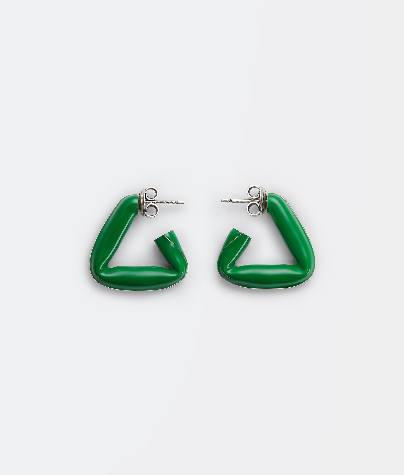 Bottega Veneta o1n1vont0425 Size: OS / Fold Triangle Hoop Earrings in Green Size ONE SIZE - 1 Thumbnail