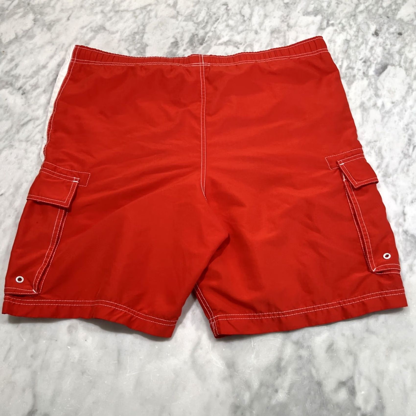 Ocean Pacific VINTAGE Ocean Pacific OP Men’s Large Swim Trunks Lined Orange Red Trunks Mens Beach 90s Size US 33 - 3 Thumbnail