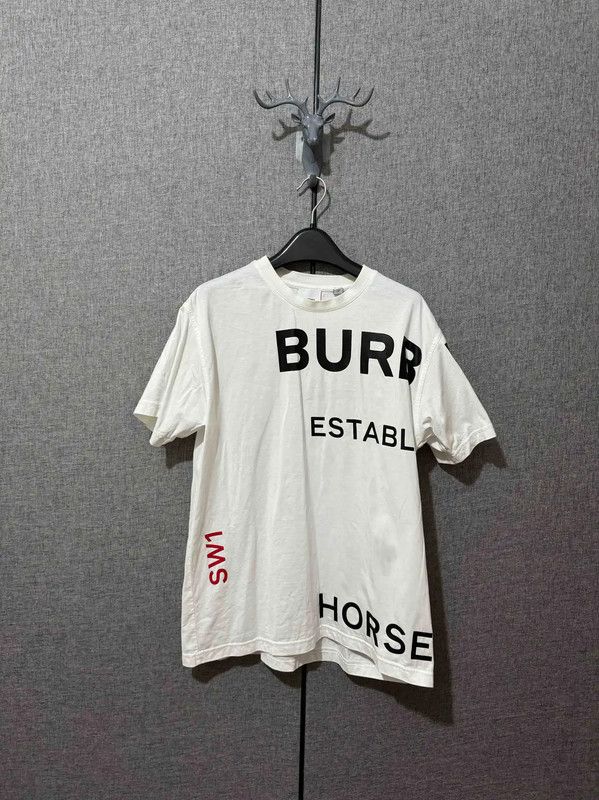 Burberry Burberry White Logo Printed Men's T-Shirt Size US XS / EU 42 / 0 - 1 Thumbnail
