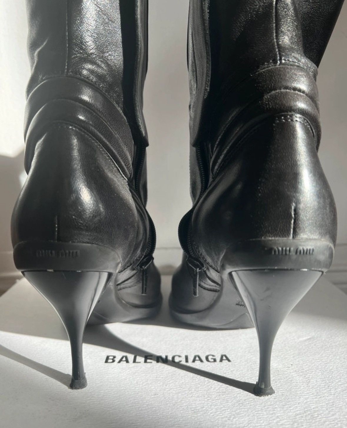 Miu Miu VINTAGE LEATHER MOTO BOOTS Size US 9.5 / IT 39.5 - 6 Thumbnail