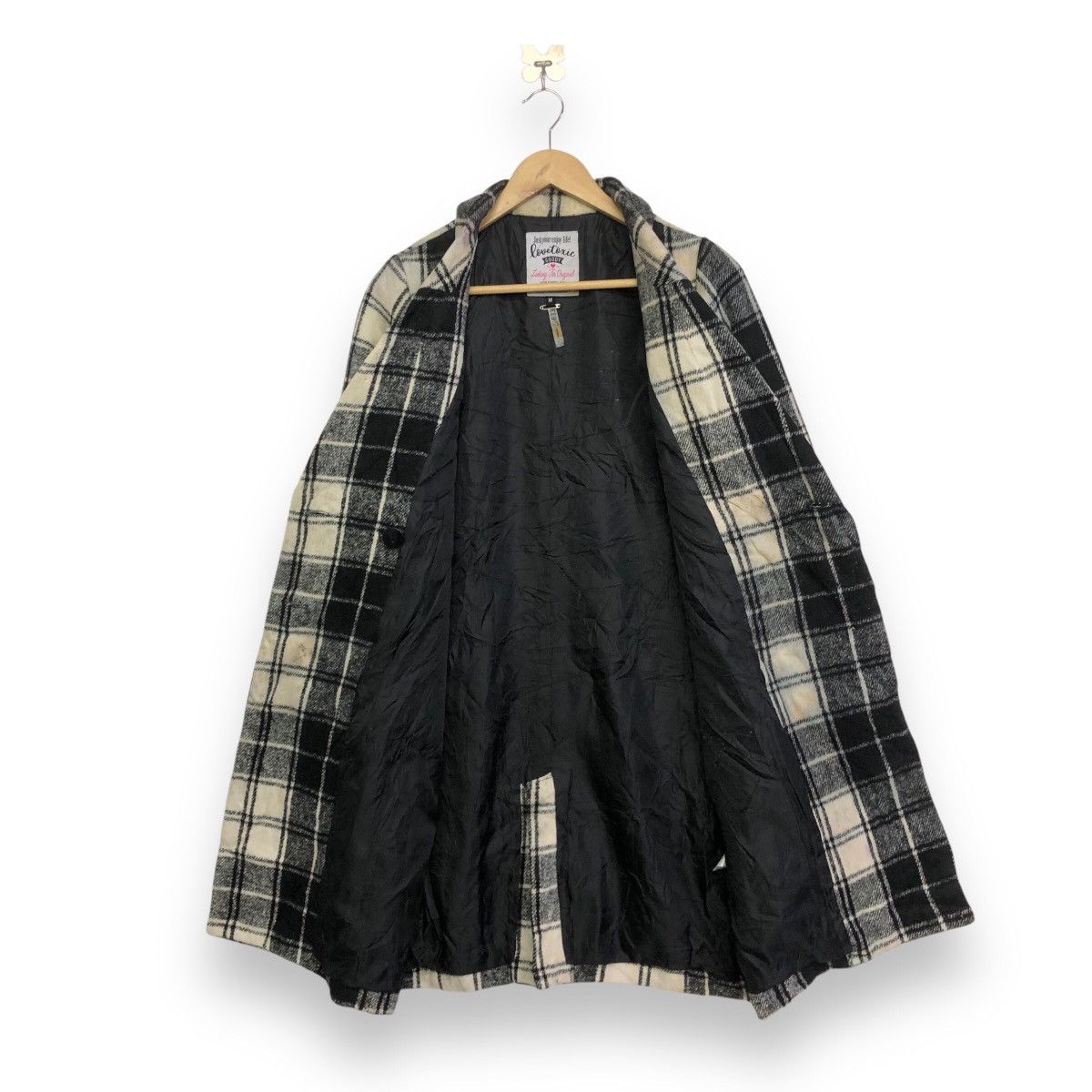 Japanese Brand LOVETOXIC Black Tartan Long Trench Coat Jacket Size US M / EU 48-50 / 2 - 3 Thumbnail