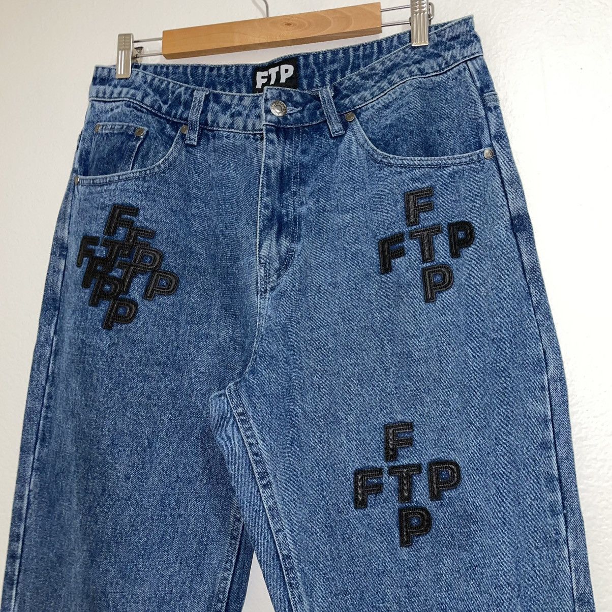Fuck The Population FTP Chrome Heart Style Patch Denim Size US 32 / EU 48 - 3 Thumbnail
