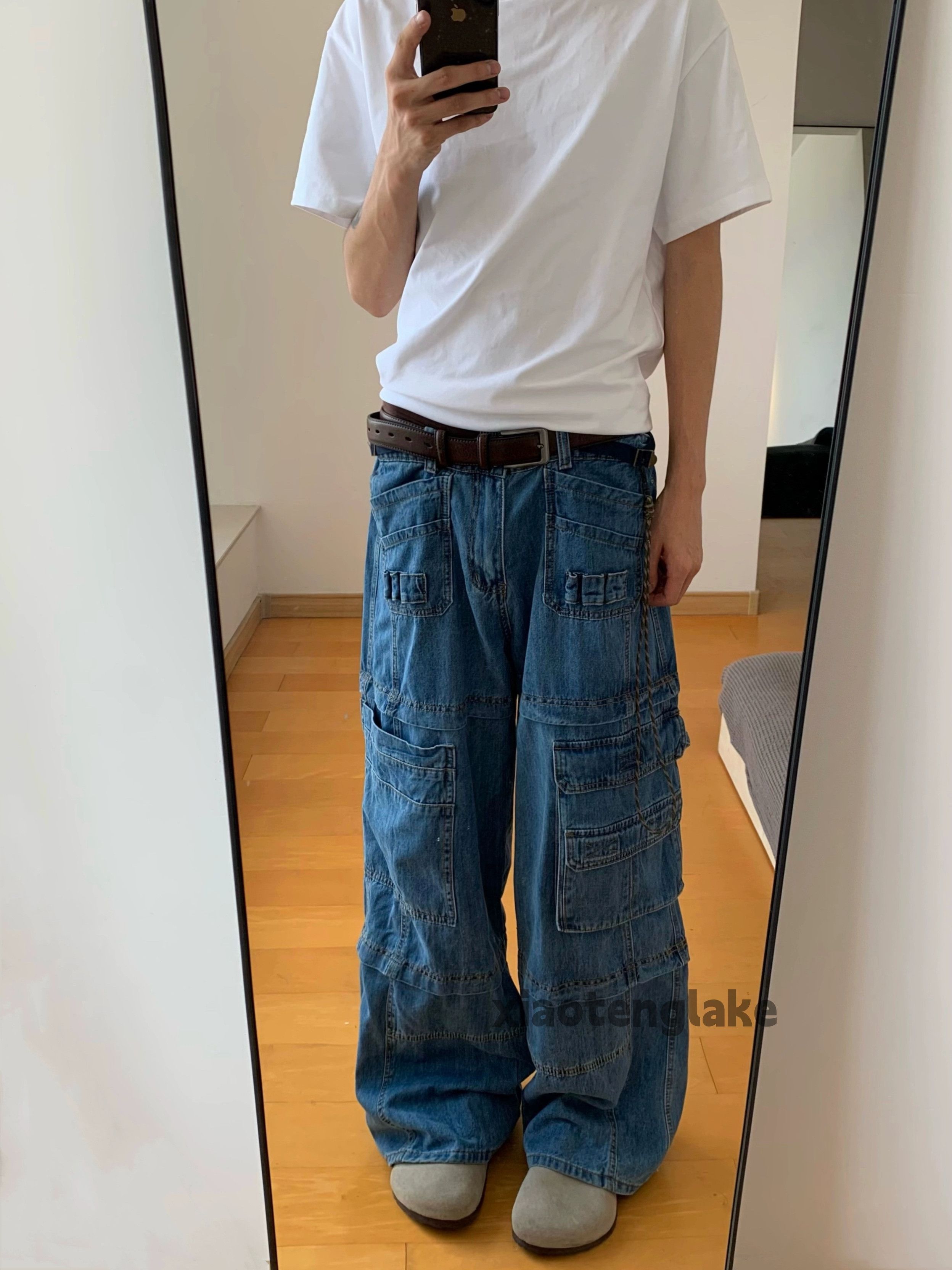 Jean × Vintage washed faded utility military loose baggy cargo jeans Size US 34 / EU 50 - 2 Thumbnail