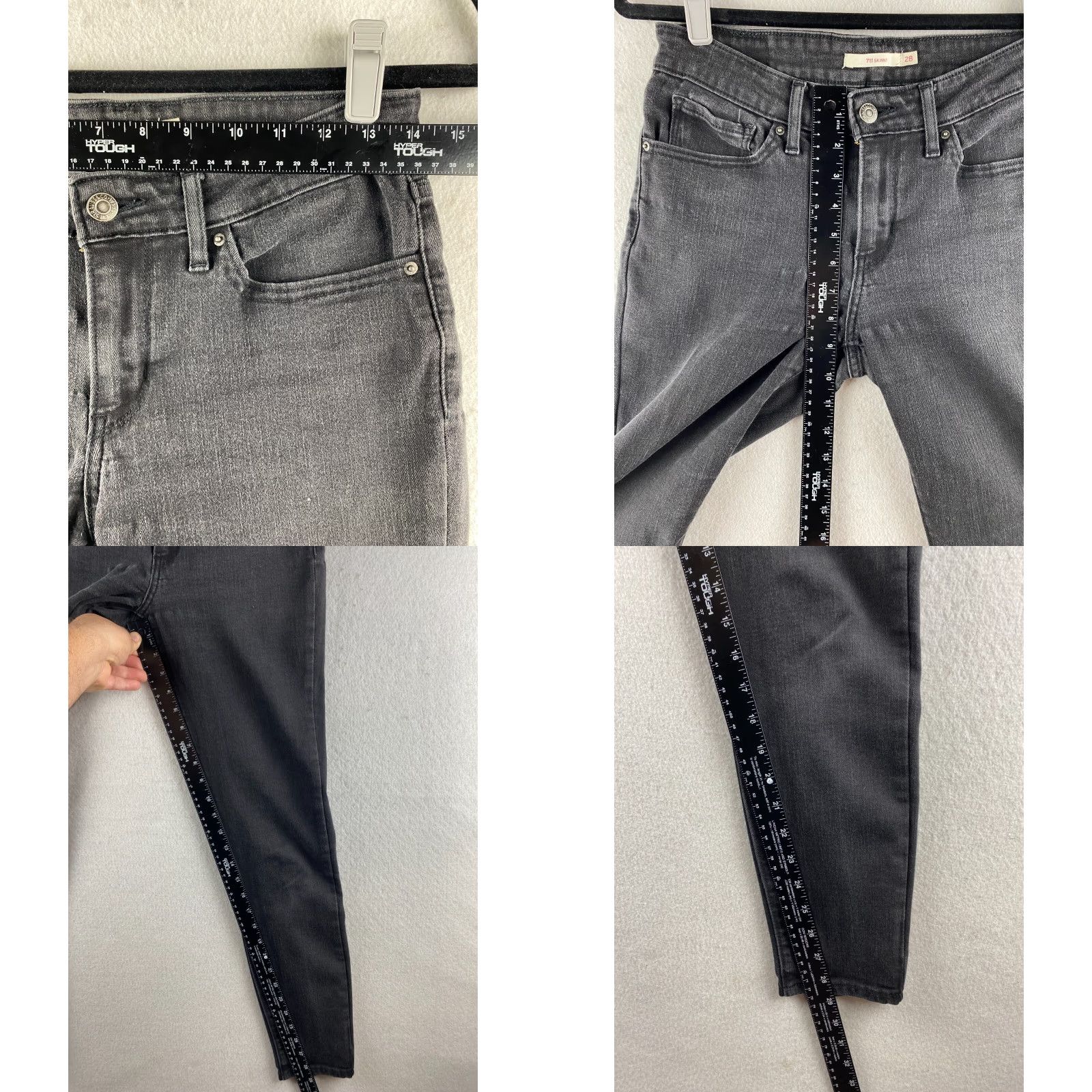 Levi's Levis 711 Skinny Jeans Womens 28 X 30 Black Mid Rise Stretch Denim Dark Wash Size 28" / US 6 / IT 42 - 8 Thumbnail