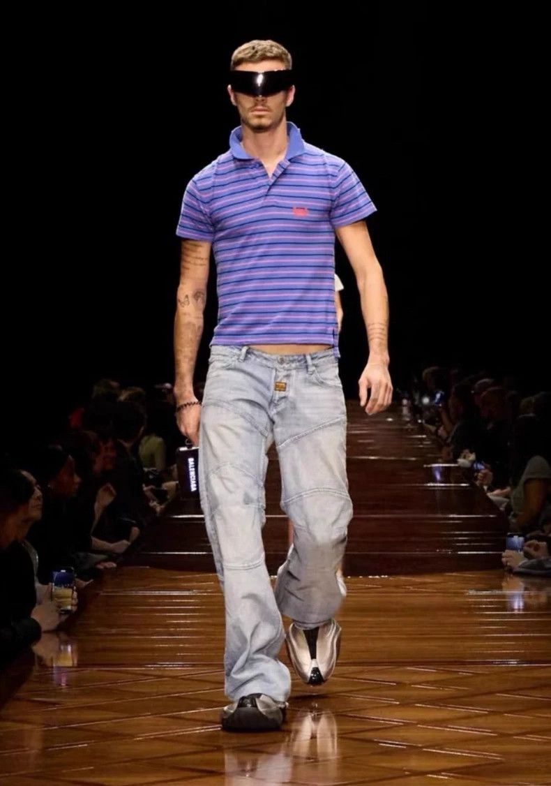 Balenciaga Balenciaga 25ss New Wheat Spike Striped Polo Shirt Size US S / EU 44-46 / 1 - 7 Thumbnail