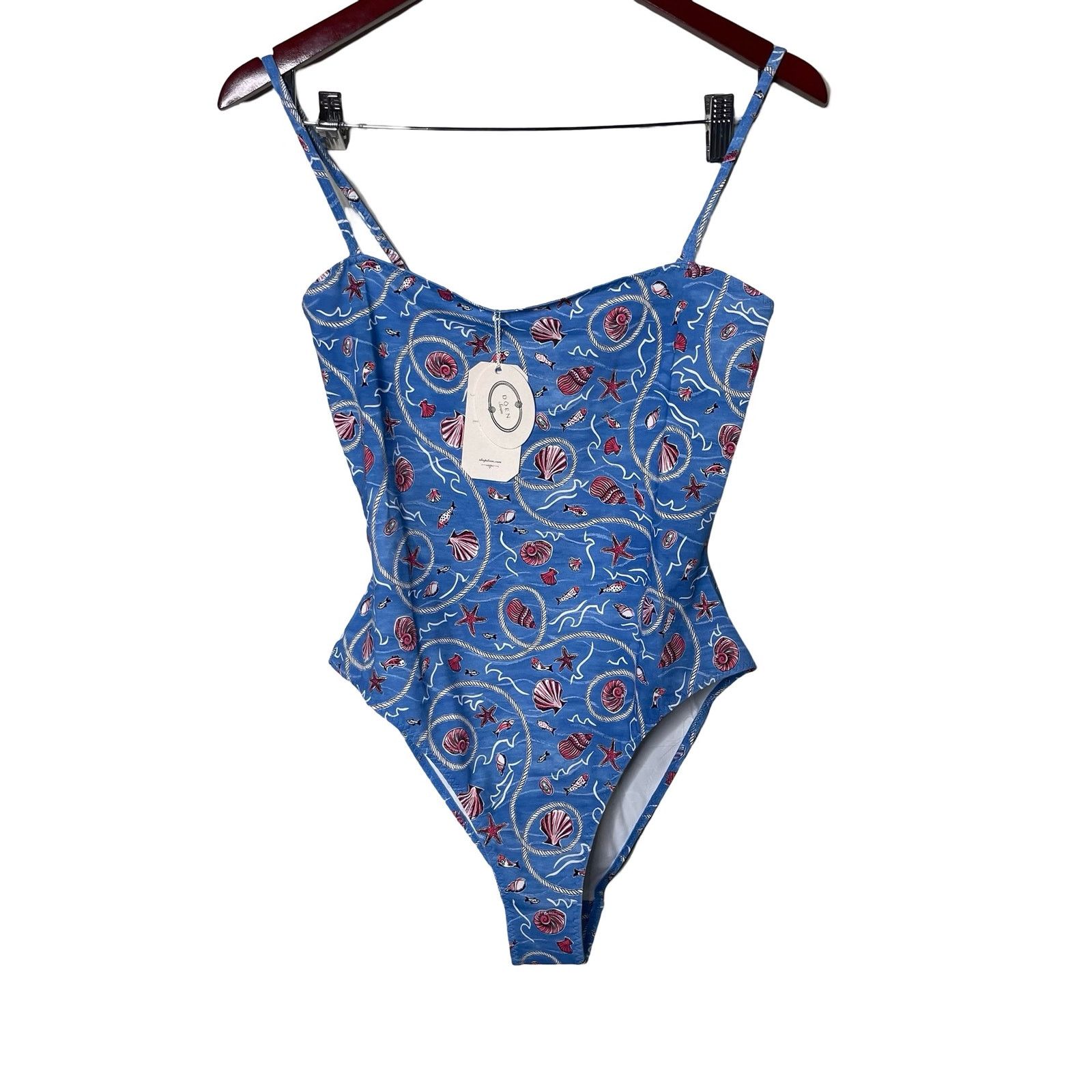 DOEN Doen Marbella maillotone swimsuit blue shell liberty L Size ONE SIZE - 2 Thumbnail