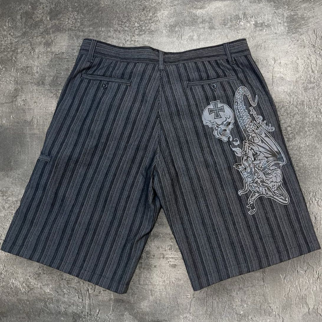 image of Affliction x Jnco Vecho Grunge Mallgoth Baggy Y2K Shorts in Grey, Men's (Size 40)