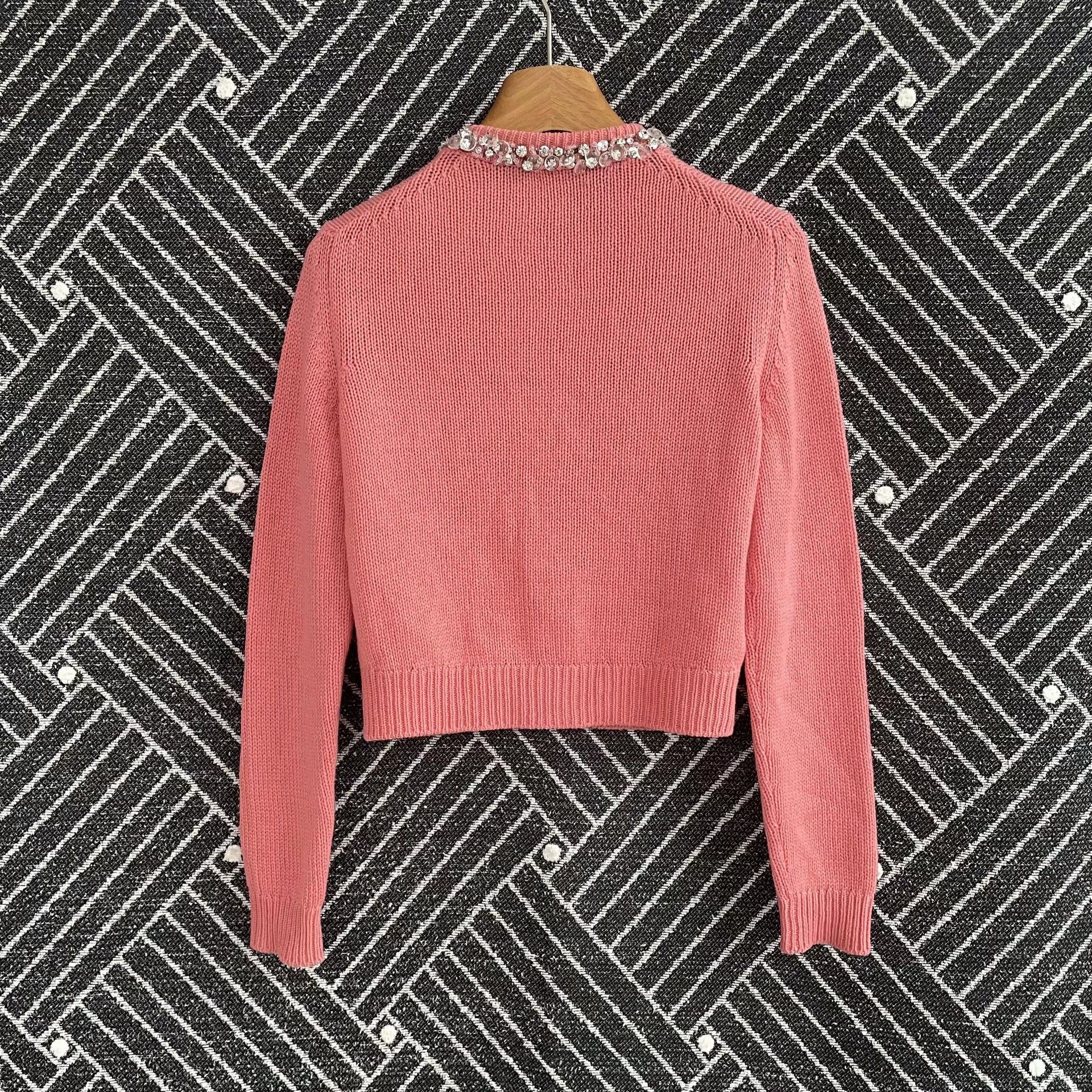 Miu Miu MIU MIU beaded collar knit cashmere pink cardigan 38 Size XS / US 0-2 / IT 36-38 - 2 Thumbnail