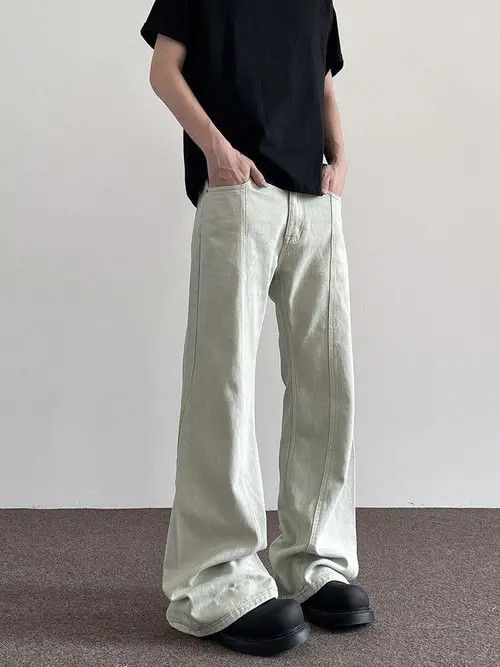 Other White Stacked Denim Jeans, Flared Baggy Jeans Size US 28 / EU 44 - 4 Thumbnail