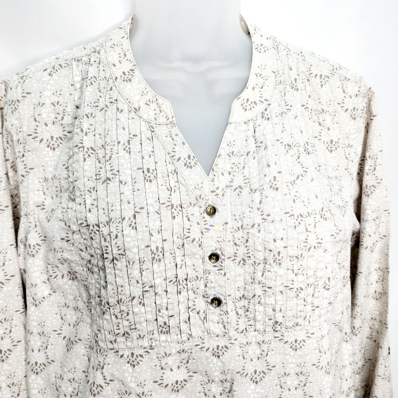 Other Bit & Brindle V Neck Cotton Pleated Front Shirt Size L / US 10 / IT 46 - 6 Thumbnail