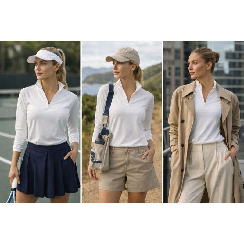 Peter Millar Peter Millar Women Fairfield Raglan Sleeve 3/4 Zip UPF White Size M / US 6-8 / IT 42-44 - 1 Thumbnail