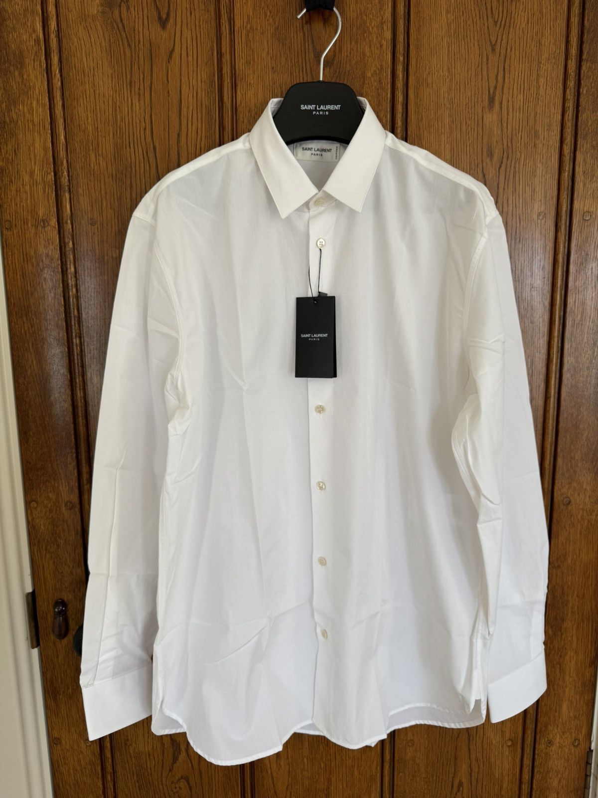 Saint Laurent Paris $760 SS23 BNWT Saint Laurent white shirt Sz 40 cotton poplin Size 40R - 11 Thumbnail