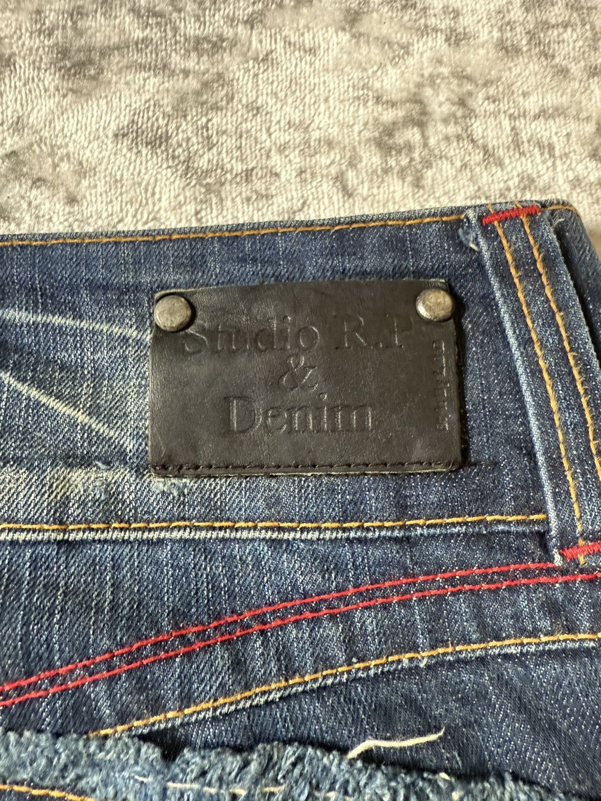 Le Grande Bleu (L.G.B.) Studio R.P Muddy Wash Wide Leg Flared Jeans Size US 28 / EU 44 - 20 Thumbnail