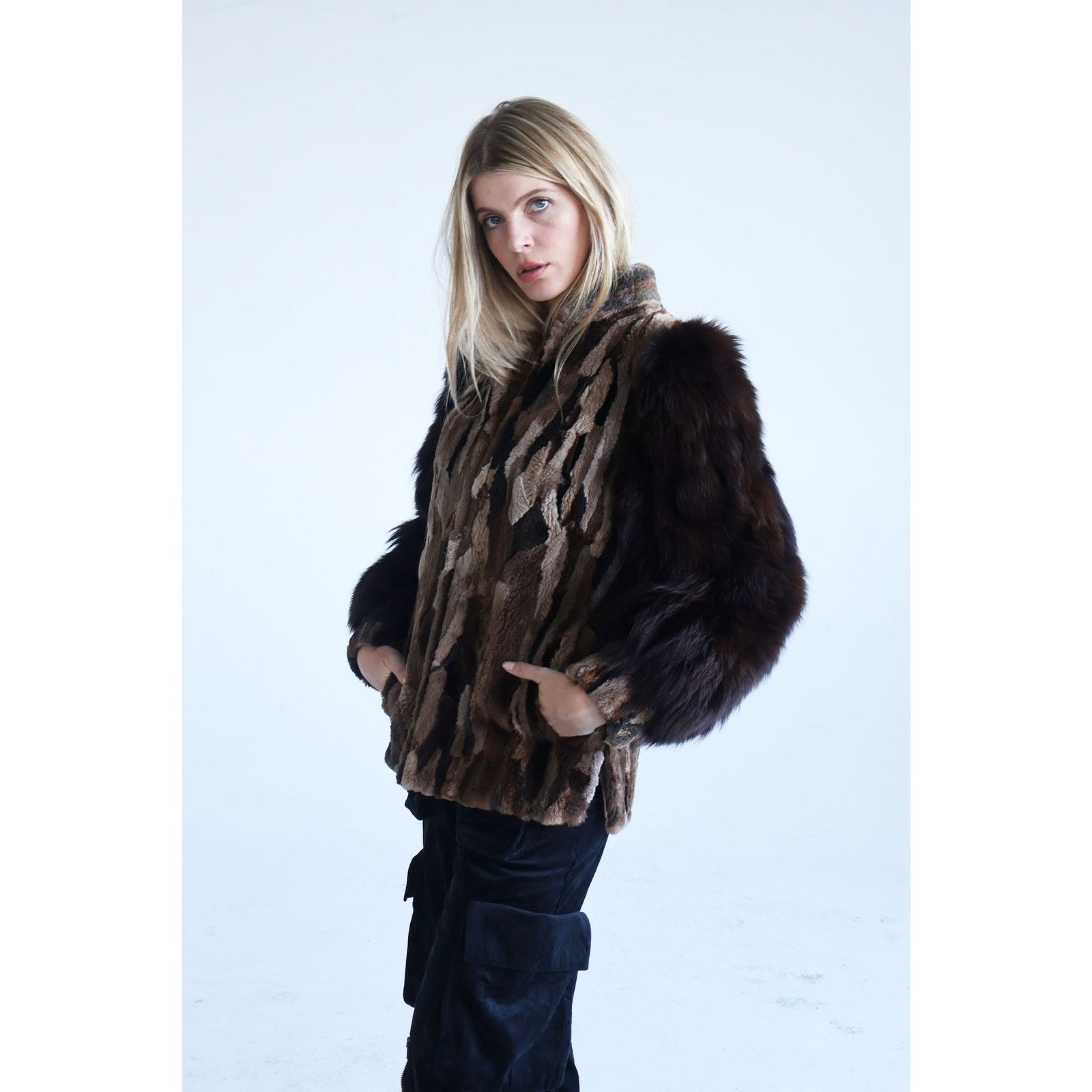 Vintage Vintage 1970s Brown Patchwork Fur Coat Size S / US 4 / IT 40 - 8 Thumbnail
