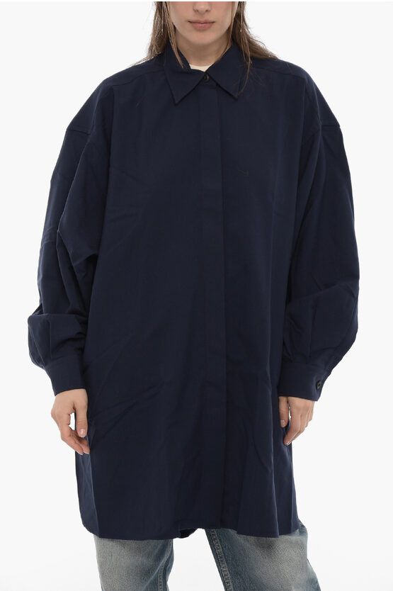 image of Destin Wool Linda Duster Coat With Hidden Buttoning in Blue, Women's (Size XS)