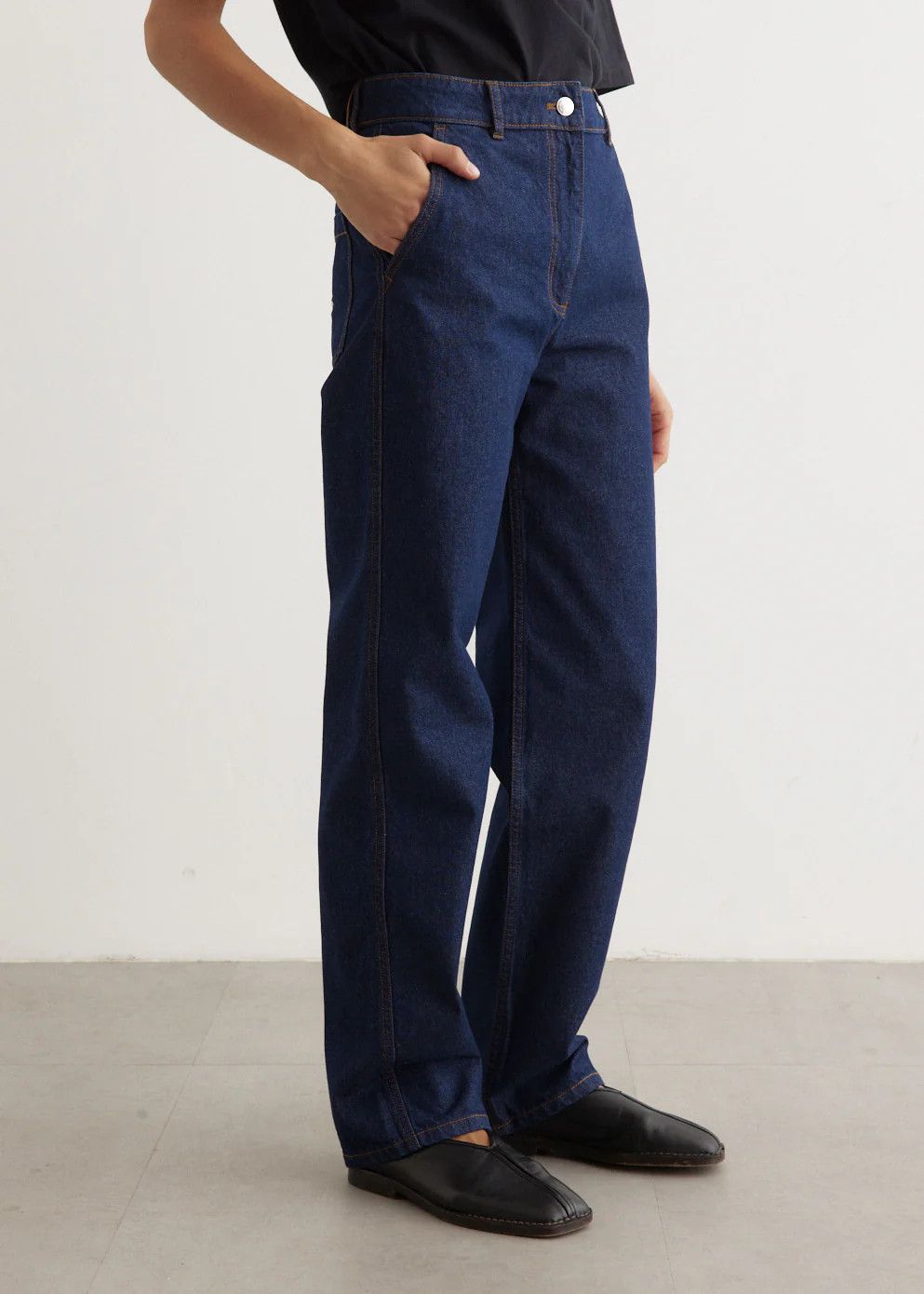 Maison Kitsune o1s22i1n1124 Embroidery Straight Jeans in Blue Size 25" / US 0 / IT 36 - 3 Thumbnail