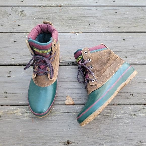 Vintage 90s y2k Woodsman Brown Roughout Suede Leather Green