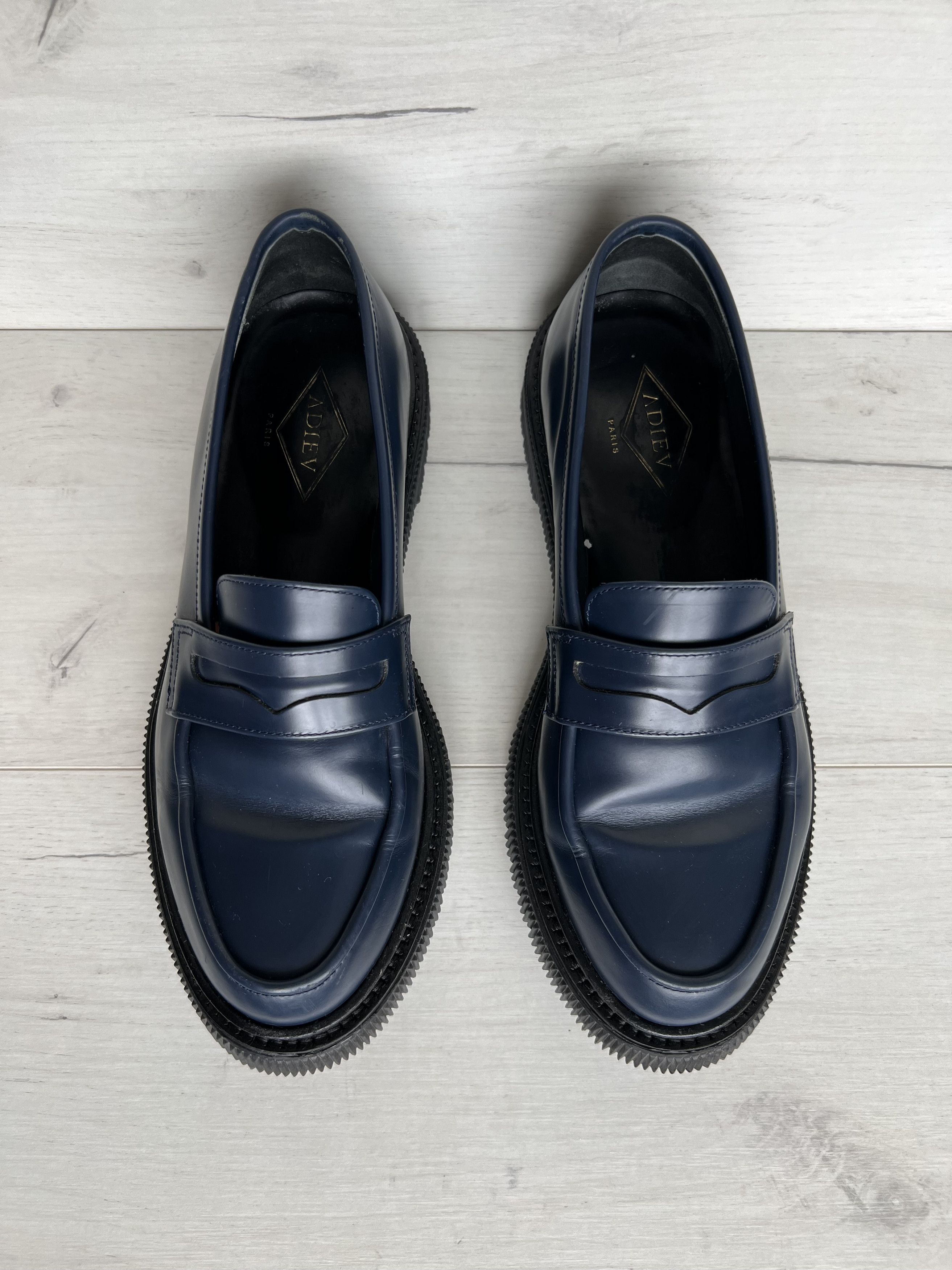 Adieu Paris ICON ADIEU PARIS TYPE 159 BRUSHED LEATHER LOAFERS NAVY Size US 8 / EU 41 - 3 Thumbnail