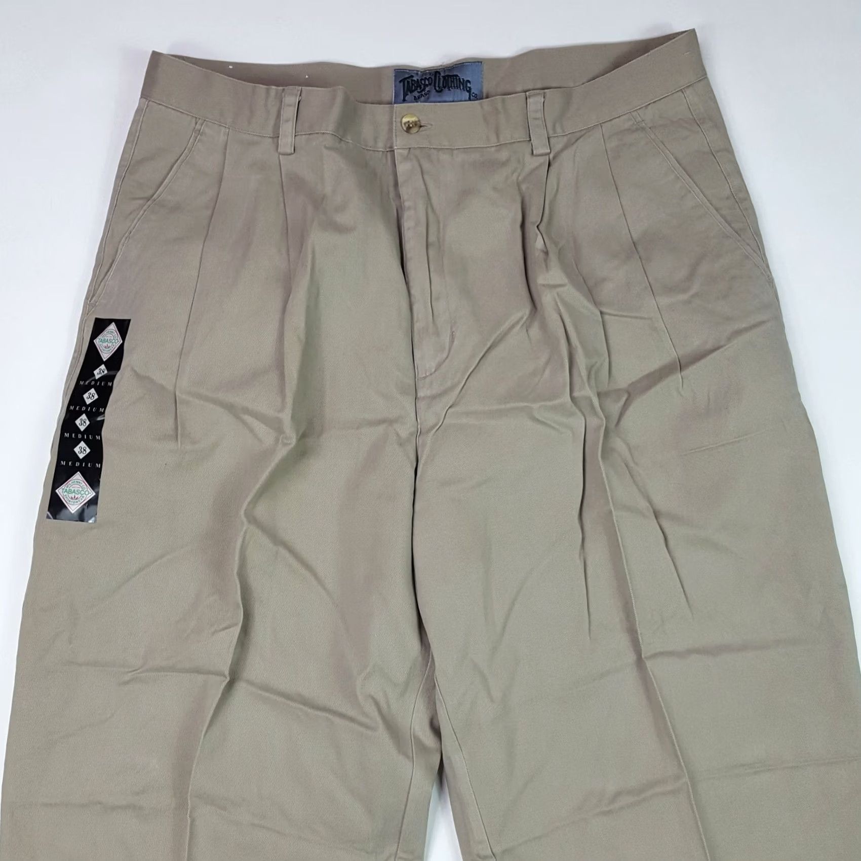 Vintage VINTAGE Tabasco Khaki Pleated Mens 38x31 Beige Tapered Dress Pants Golf Work Pants Clothing Size US 38 / EU 54 - 2 Thumbnail