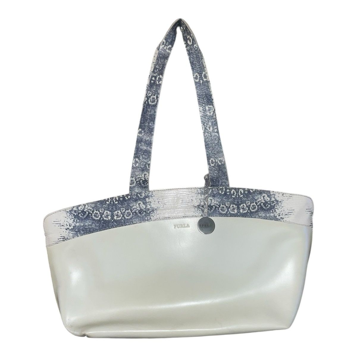 Furla FURLA Tote White Design Leather Shoulder Hand Bag Purse Size ONE SIZE - 1 Thumbnail