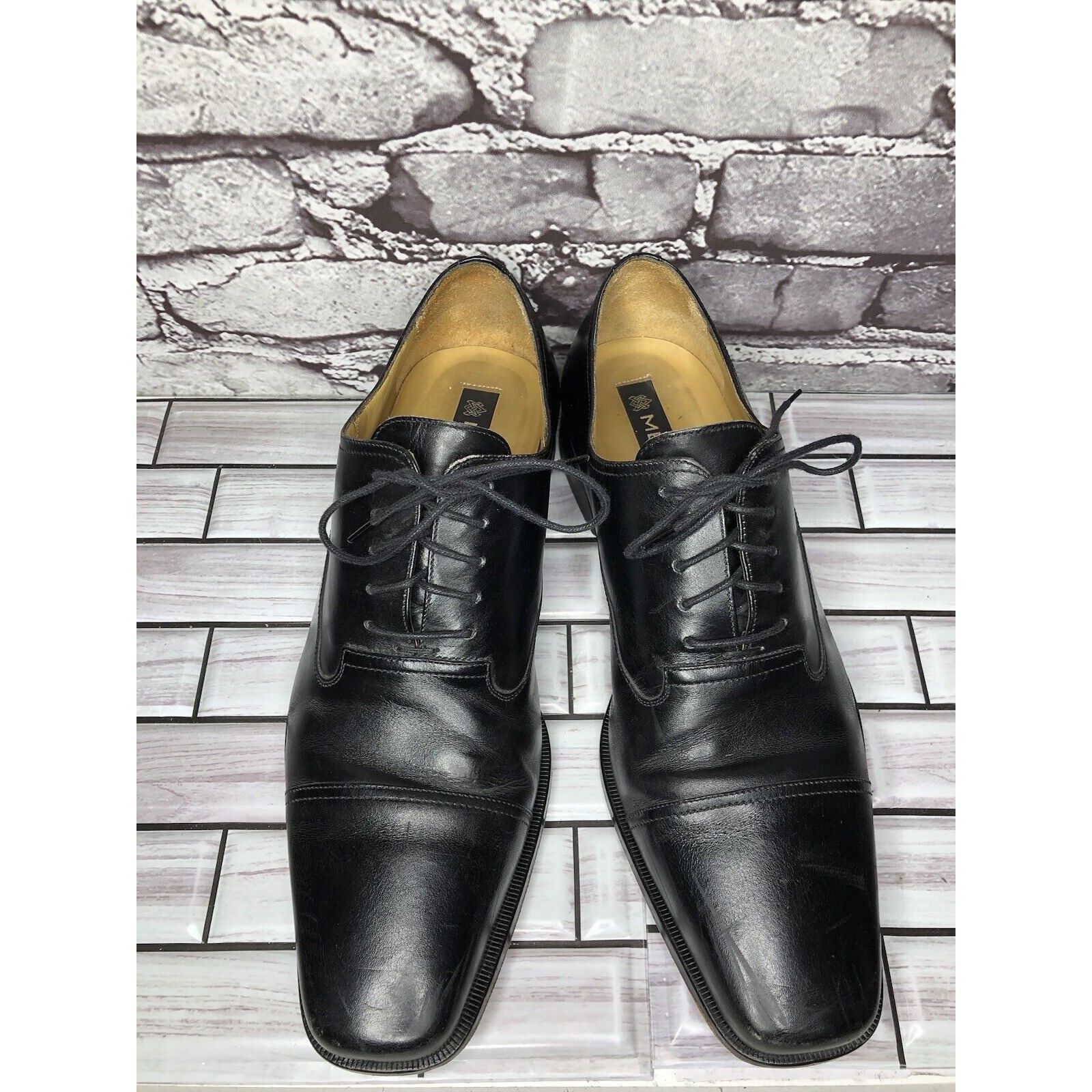 Mezlan Mezlan Lancer Black Leather Square Cap Toe Lace Oxfords Shoe Size US 10 / EU 43 - 17 Thumbnail