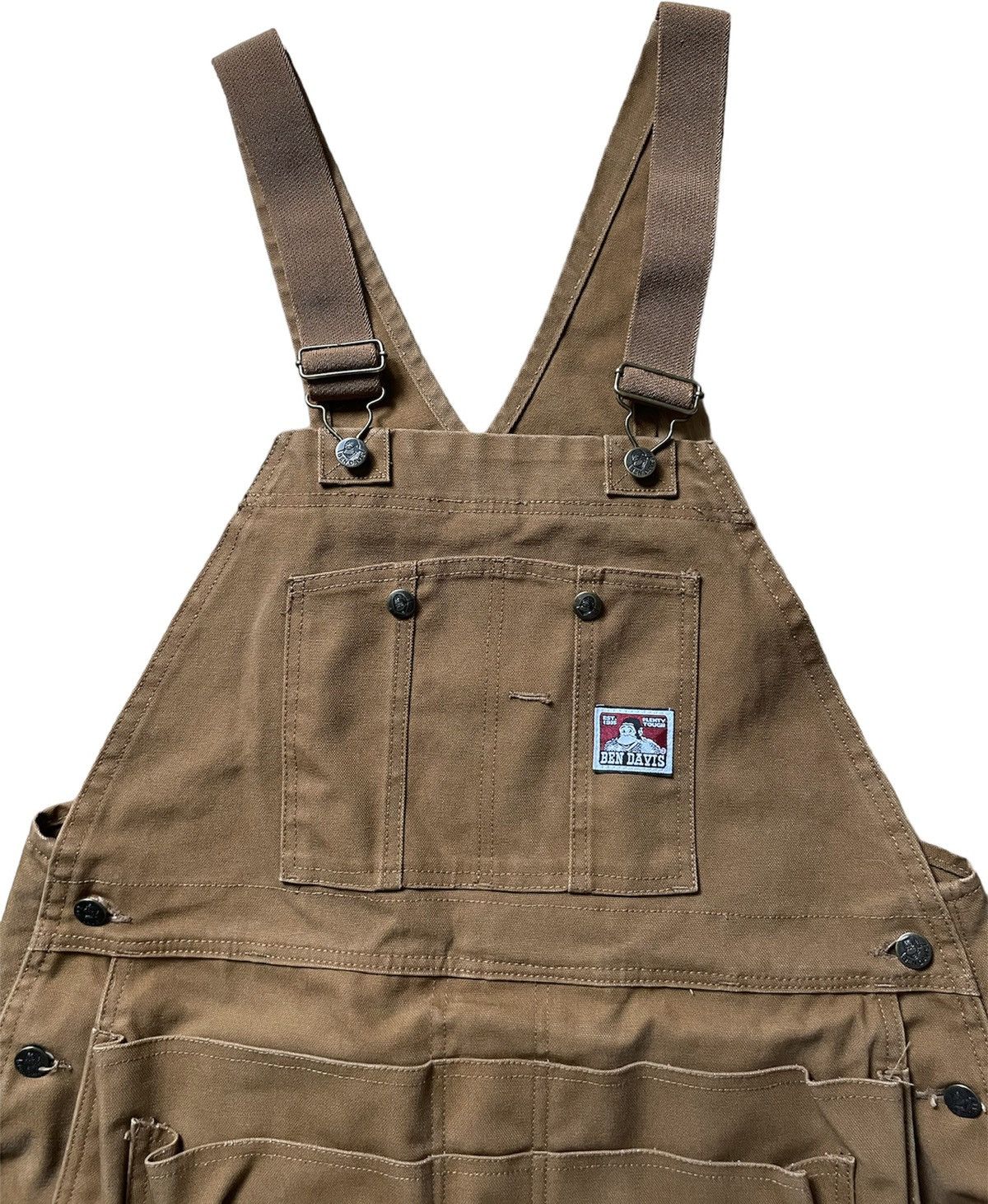 image of Ben Davis Bib Overalls Carpenter Double Knee Overalls in Tan, Men's (Size 36)