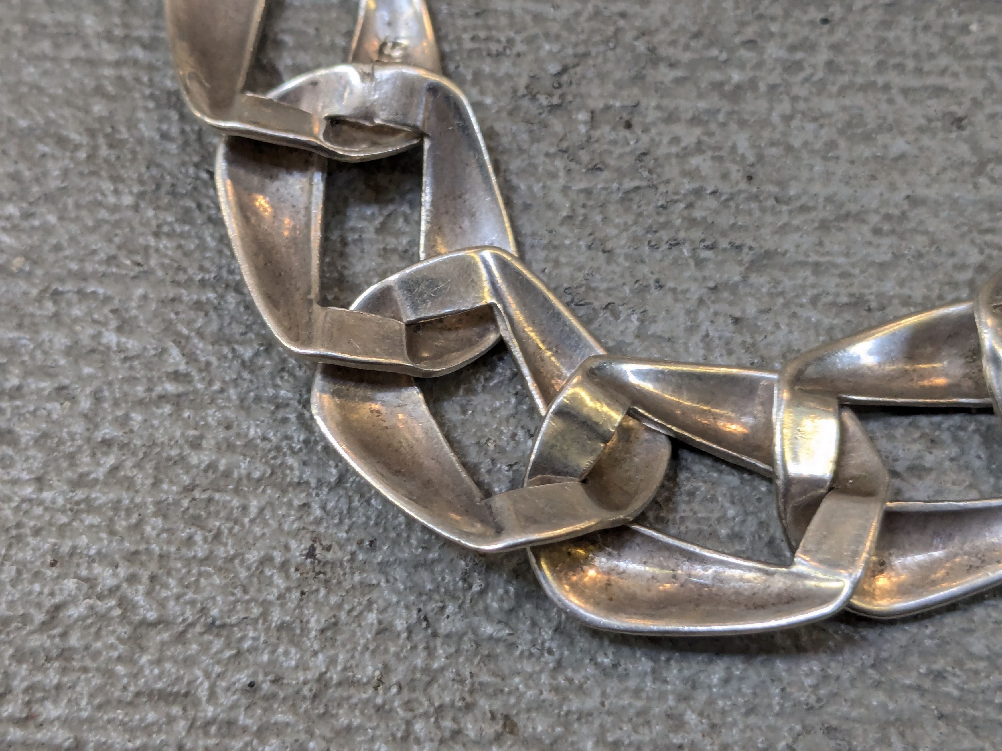 Jewelry Vintage Sterling Silver Bracelet Cuban Curb 8.25 Mexico Size ONE SIZE - 8 Thumbnail