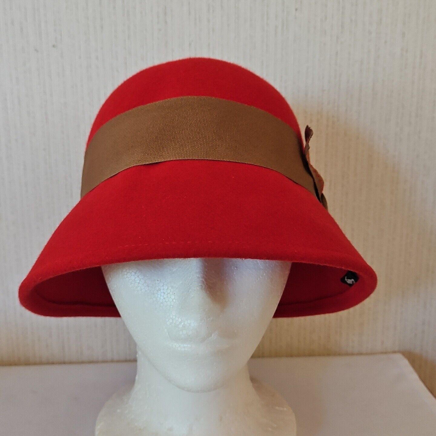 Designer Peter Grimm Wool Cloche Hat Red Womens One Size Grosgrain Bo Size ONE SIZE - 2 Thumbnail