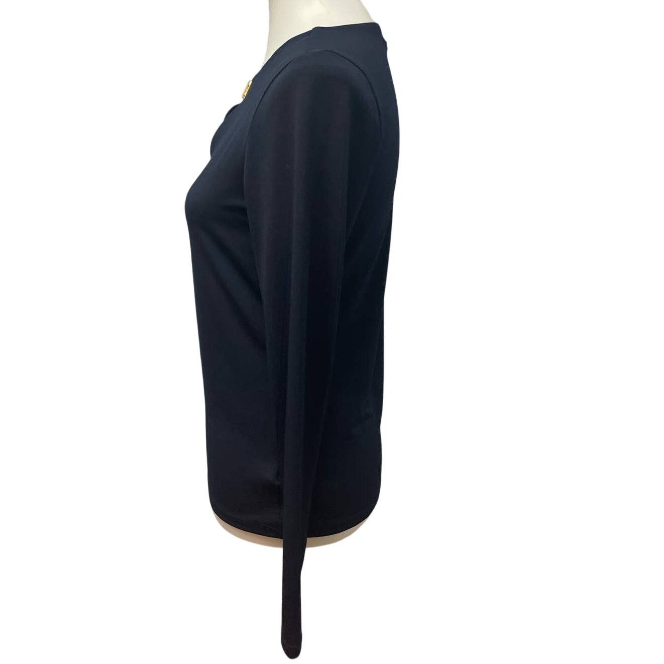 Michael Kors Michael Kors Small Navy Keyhole Gold Charm V-Neck Blouse Size S / US 4 / IT 40 - 4 Thumbnail