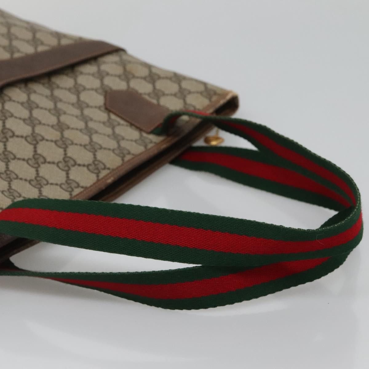 Gucci GUCCI GG Supreme Web Sherry Line Tote Bag Pvc Beige Green Size ONE SIZE - 7 Thumbnail