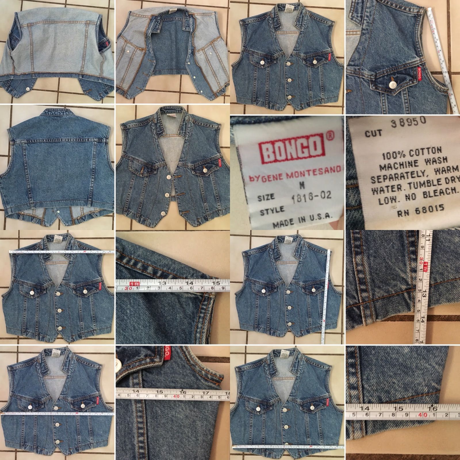Vintage VINTAGE BONGO Denim Vest 80s 90s Made In USA Size M Blue Cropped Size 32" / US 10 / IT 46 - 8 Thumbnail