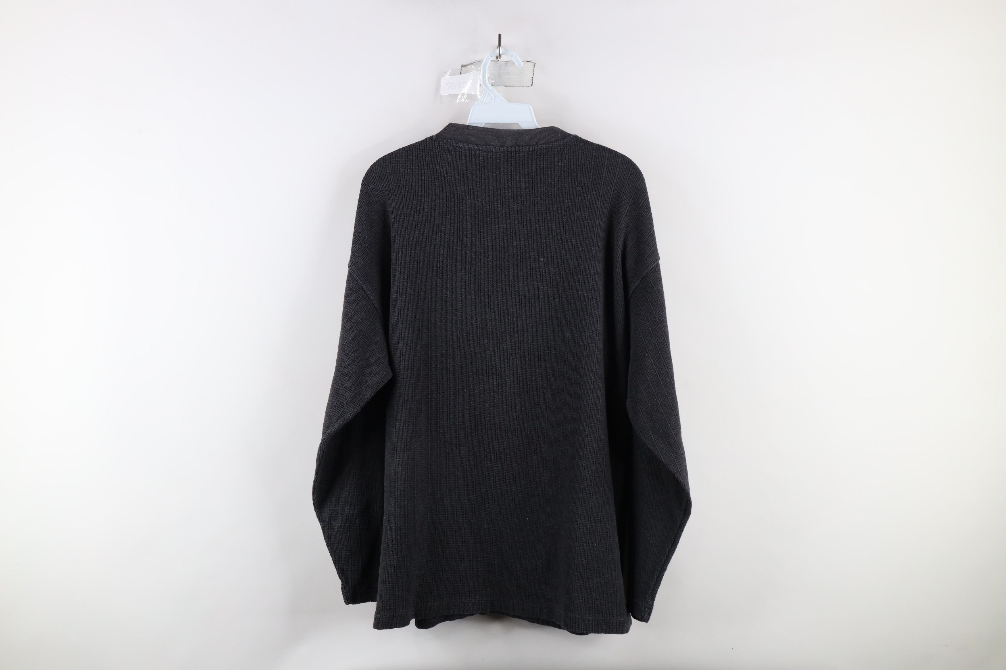 Vintage Vintage 90s Streetwear Waffle Knit Henley T-Shirt Gray Size US L / EU 52-54 / 3 - 7 Thumbnail