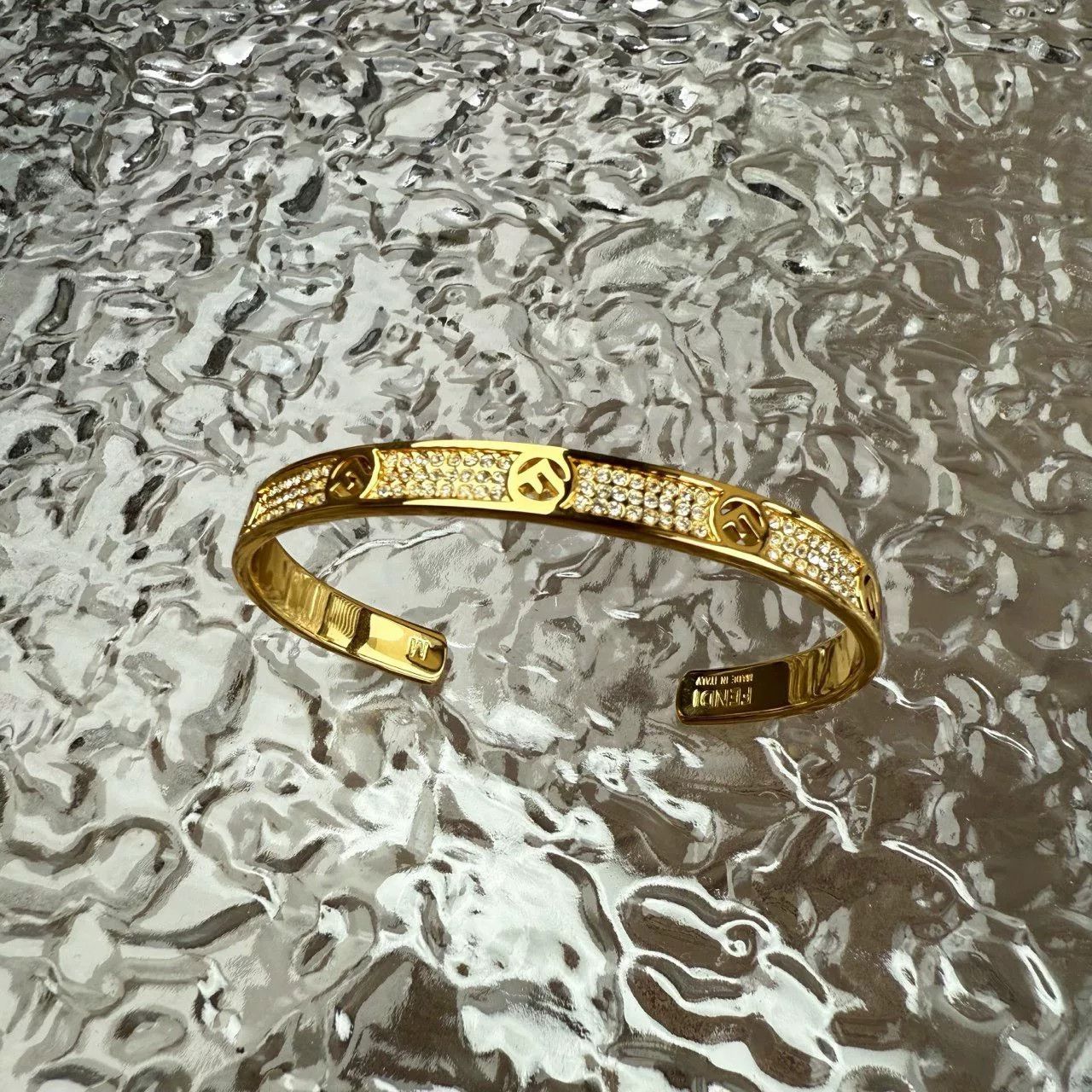 Fendi Fendi Rhinestone Logo Bracelet Size M Adjustable Size ONE SIZE - 1 Thumbnail