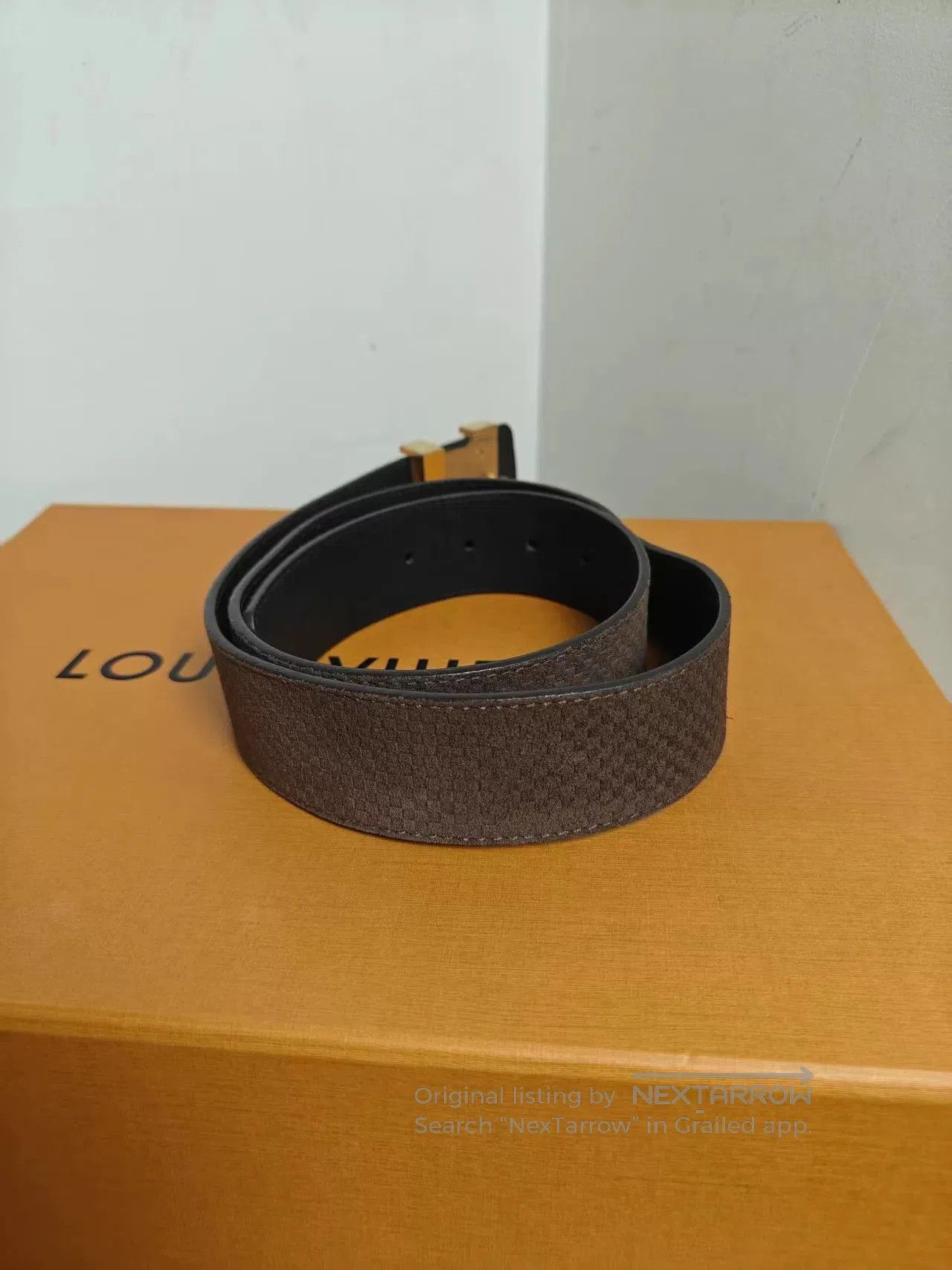Japanese Brand Authentic LV Monogram Belt with Gold Buckle. Size ONE SIZE - 2 Thumbnail