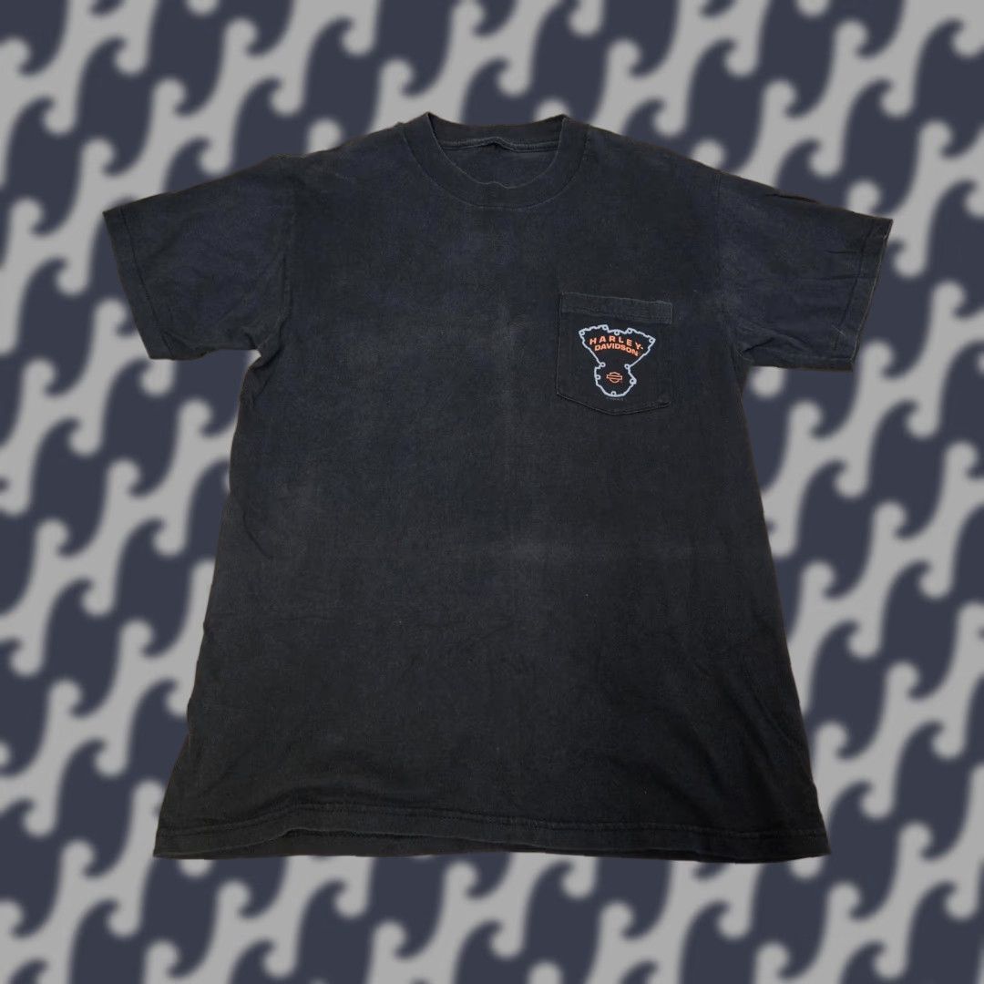 Harley Davidson VINTAGE Harley-Davidson Shirt Mens Large Black Prescott Valley Arizona 90s Motorcycle Graphic Print Crew Neck Short Sleeve Size US M / EU 48-50 / 2 - 1 Thumbnail