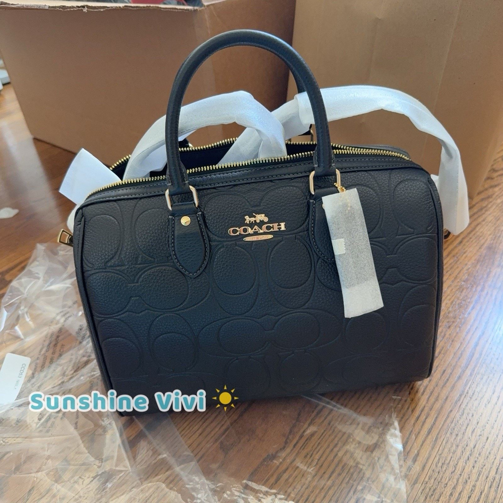 Coach NWT Coach CCD53 Rowan Large Satchel Bag Leather Gold/Black Size ONE SIZE - 1 Thumbnail