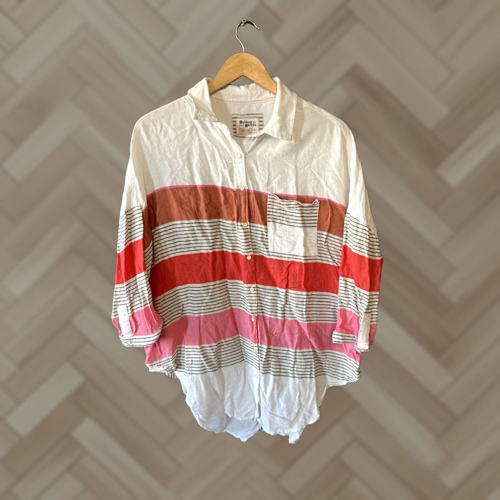 Anthropologie Holding Horses by anthropologie Womens Striped 3/4 Sleeve Button-Up Shirt XS/S Size XS / US 0-2 / IT 36-38 - 1 Thumbnail