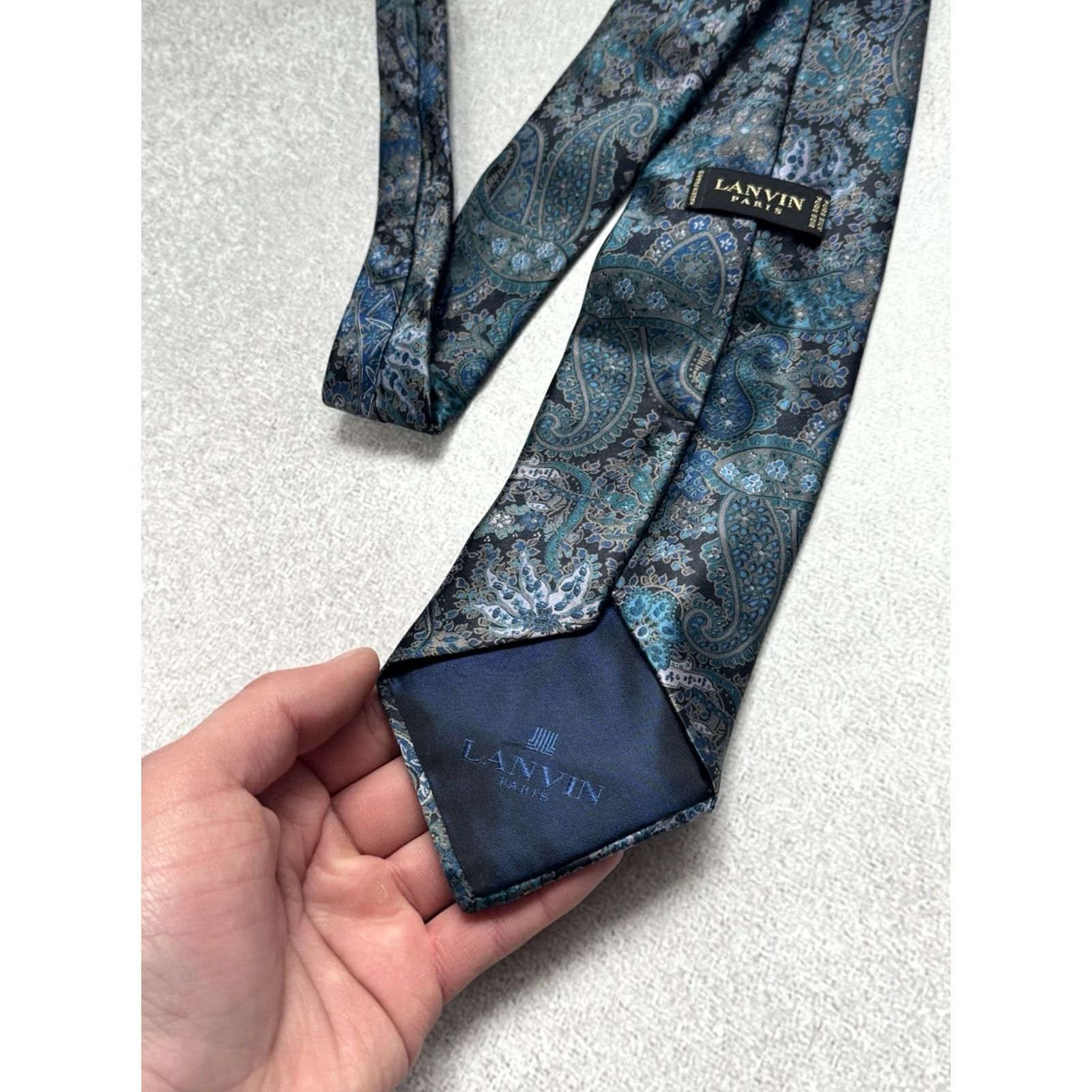 Lanvin VINTAGE Lanvin Paris 100% Silk Cravatte Tie Men Blue Size ONE SIZE - 3 Thumbnail