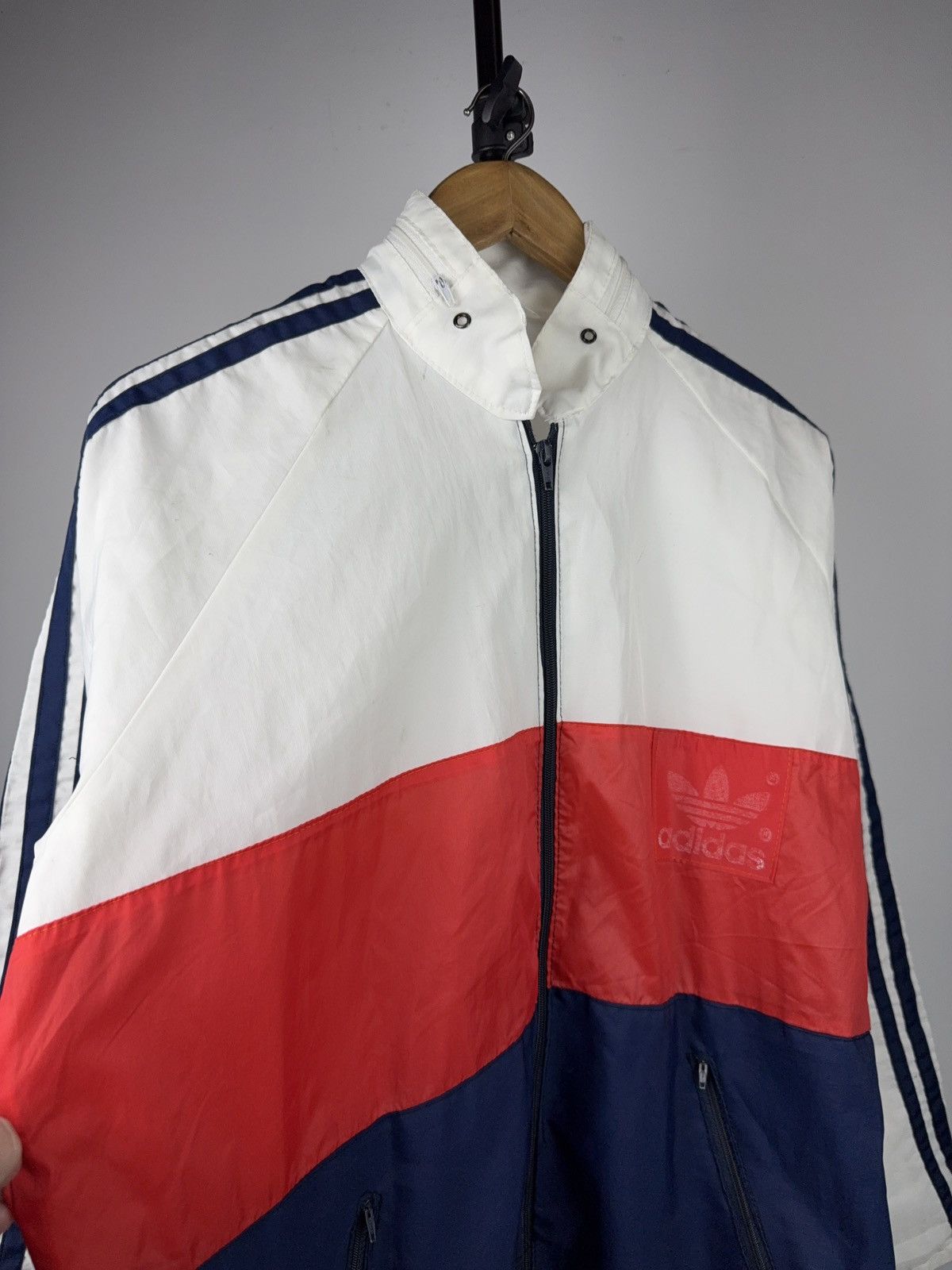 Adidas 80s retro Vintage Adidas Trefoil Track Jacket Red White Blue Size US L / EU 52-54 / 3 - 4 Thumbnail