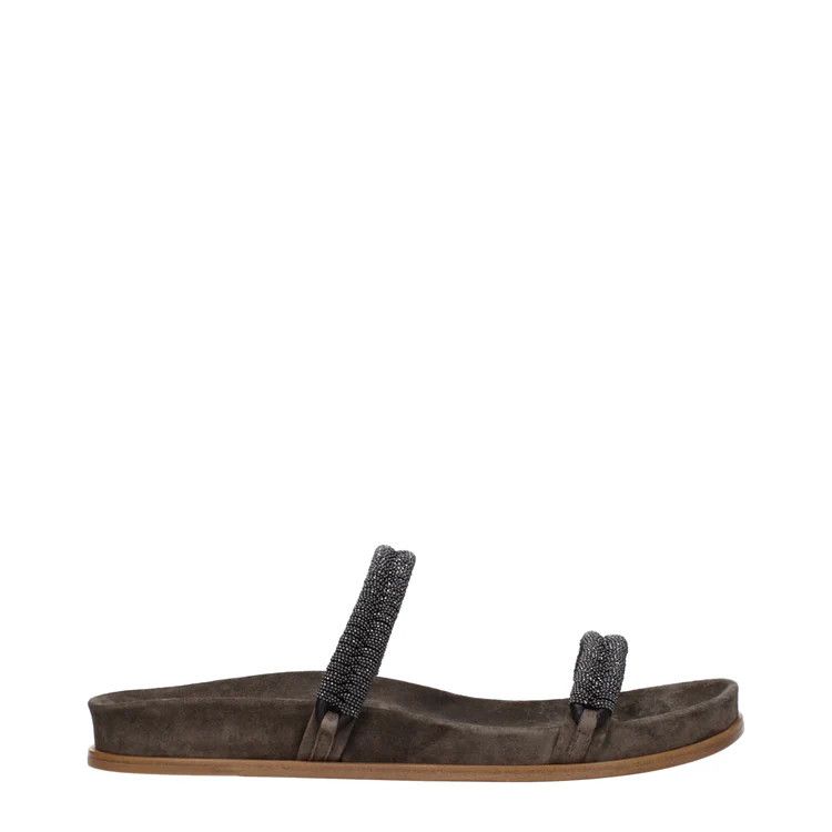 Brunello Cucinelli ob1o1e1024 Suede Slippers in Grey Size US 9 / IT 39 - 1 Thumbnail