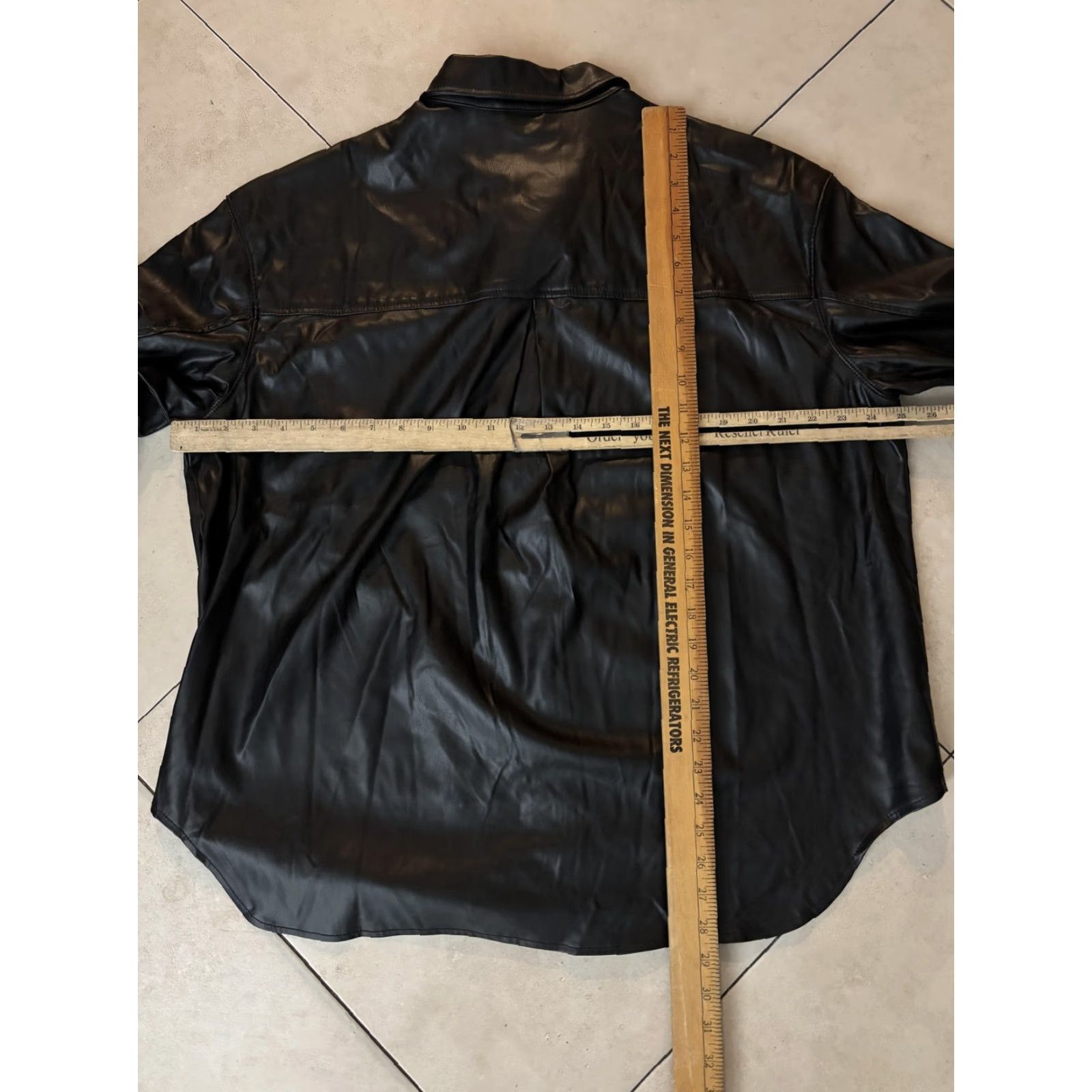 American Eagle Outfitters American Eagle Outfitters Shirt Jacket Womens Large Black Faux Leather Button Shacket Size L / US 10 / IT 46 - 8 Thumbnail