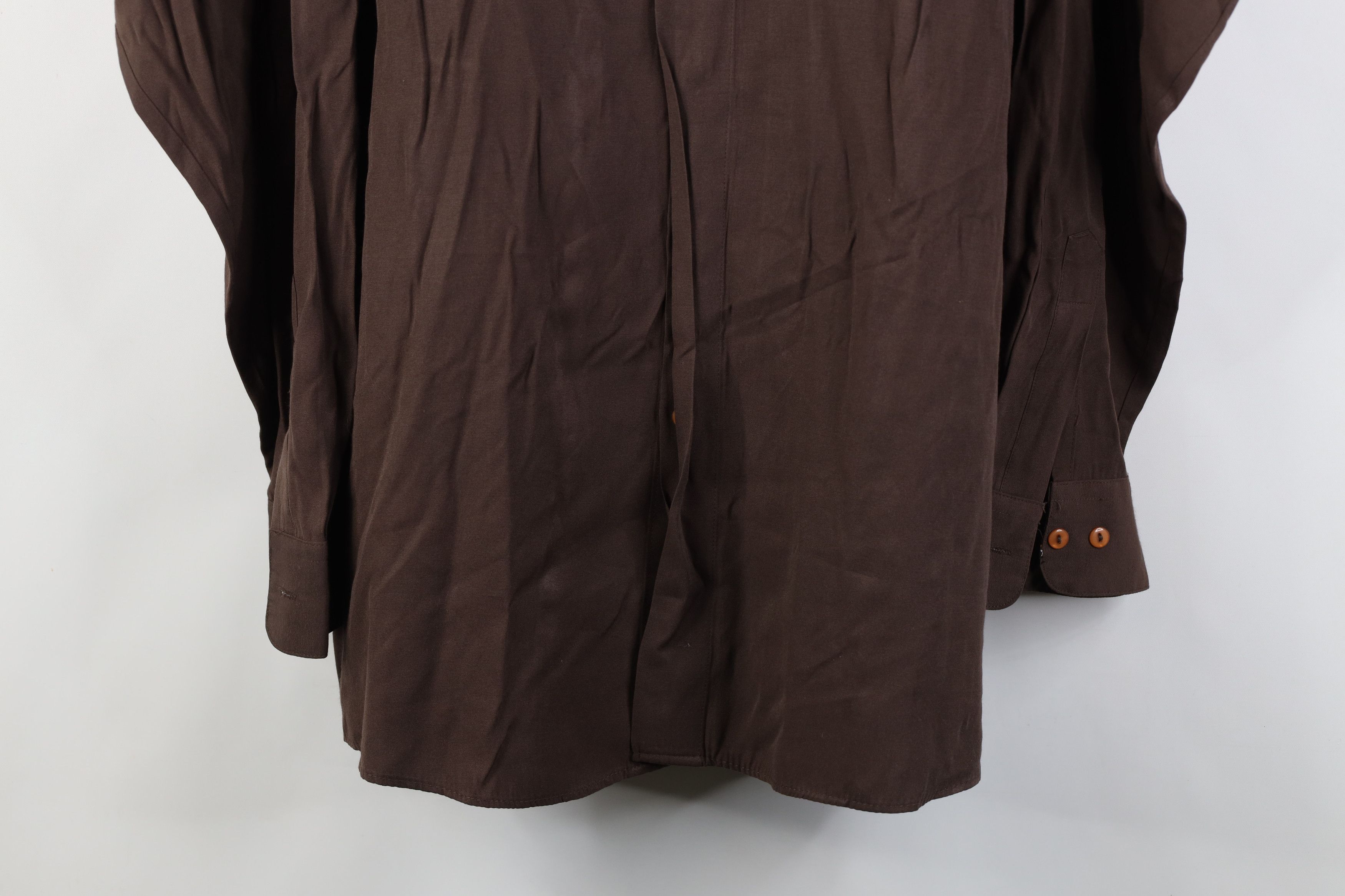 Vintage Vintage 90s Streetwear Gabardine Band Collar Button Shirt Size US XL / EU 56 / 4 - 3 Thumbnail