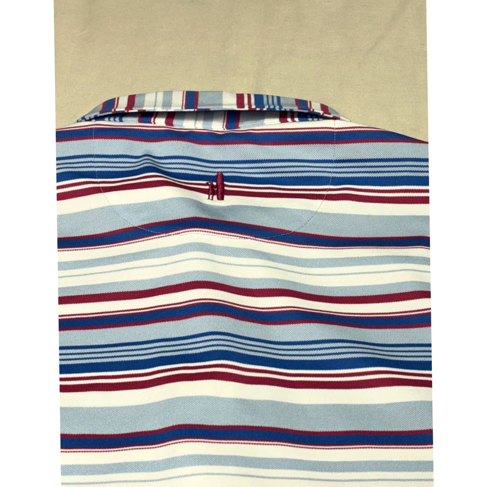 johnnie-O johnnie-O Mens L Striped Performance Golf Polo Shirt Blue Red White Multicolor Short Sleeve Casual/Activewear Shirt Size US L / EU 52-54 / 3 - 5 Thumbnail