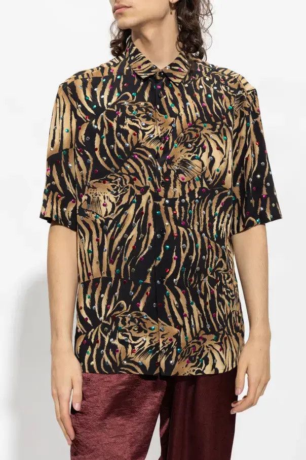 Saint Laurent Paris o1bcso1str0625 Shirt In Tiger Silk in Multicolor Size US XL / EU 56 / 4 - 2 Thumbnail