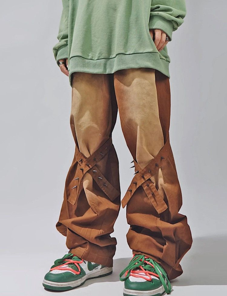 image of Distressed Denim x Jean Gothic Spike Knee Washed Pant in Brown, Men's (Size 37)