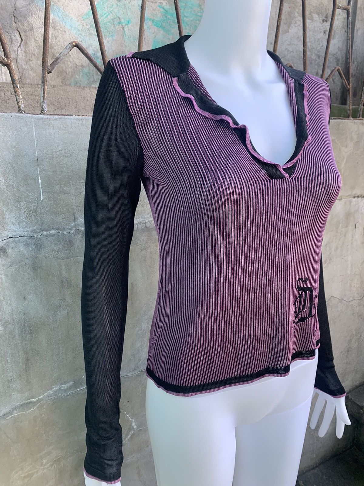 Versace Open Chest Long Sleeve Top Size S / US 4 / IT 40 - 2 Thumbnail