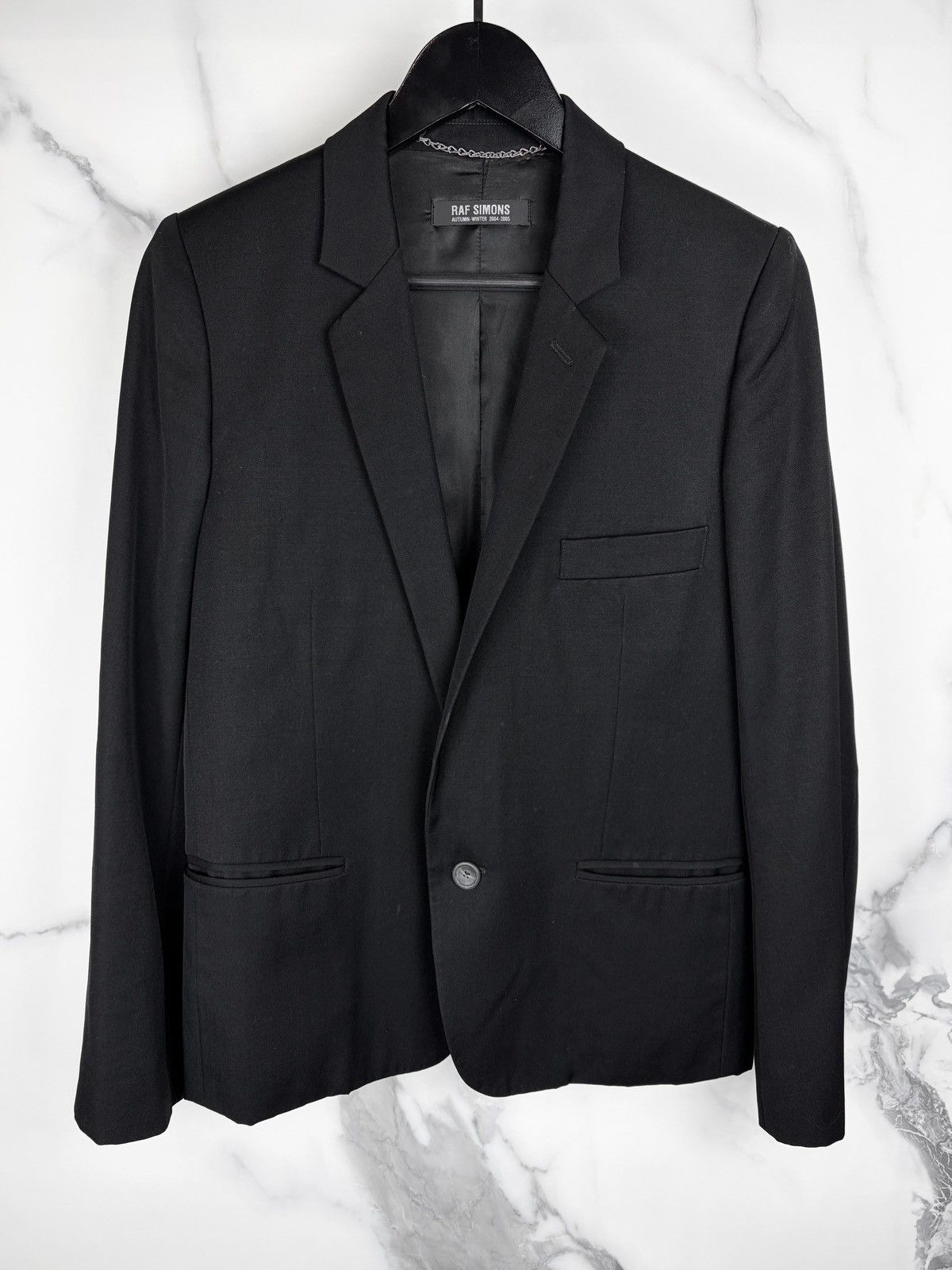 Raf Simons AW04-05 “Waves” asymmetrical-zip rider jacket | Grailed