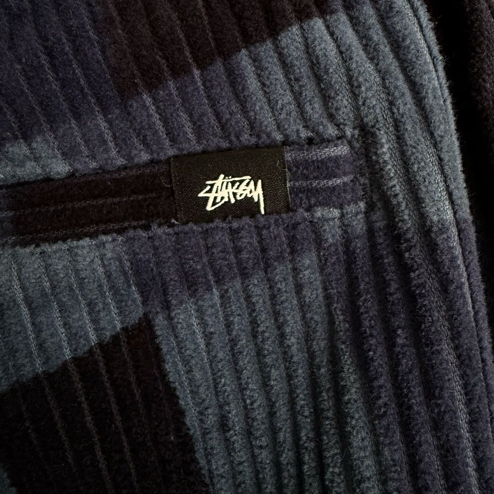 Vintage VINTAGE Stussy Pants Wide-Leg Bohemian Retro Checkered Corduroy Blue Sz 5 Women's Cotton Pockets Size 27" / US 4 / IT 40 - 5 Thumbnail